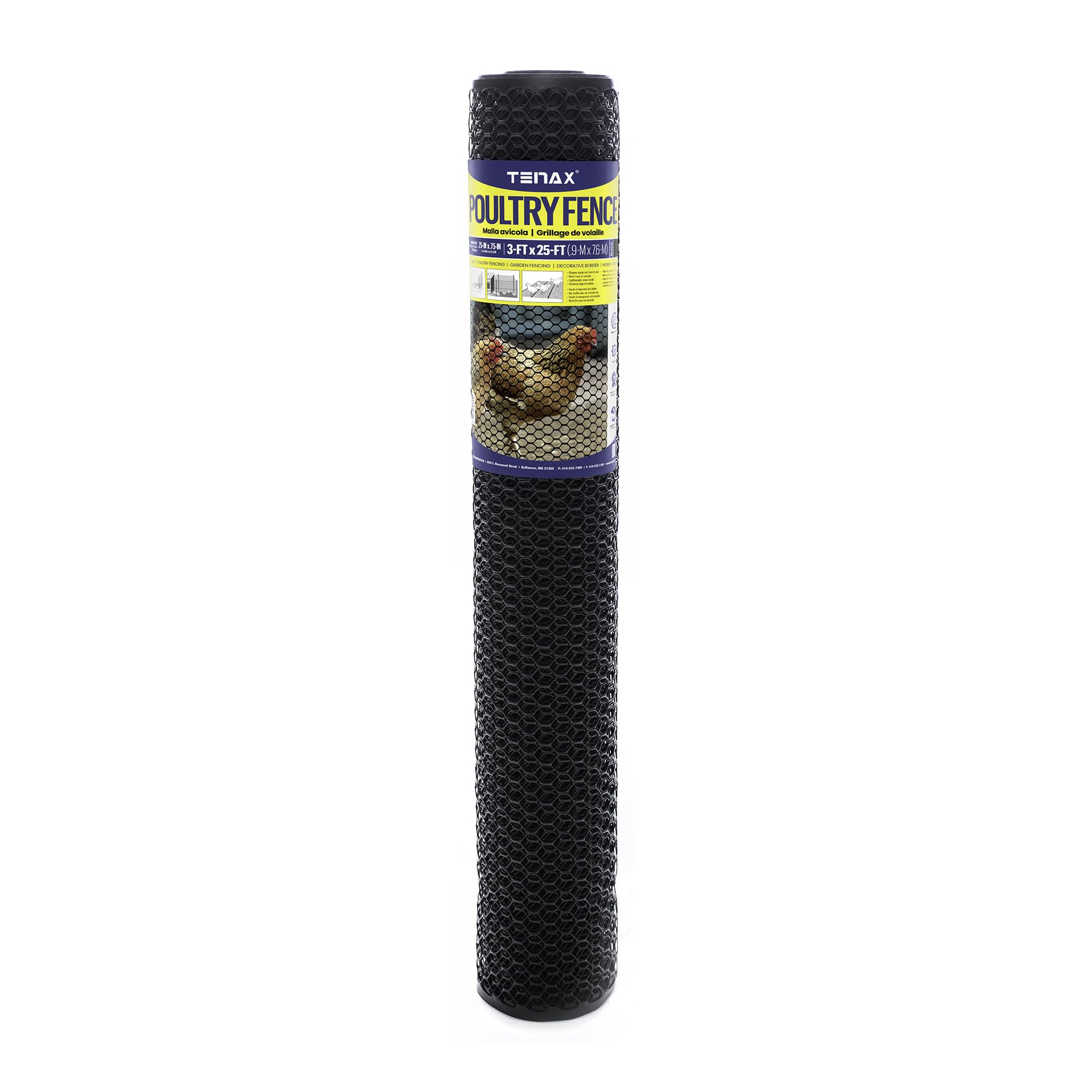 Amazon.com : Tenax 2A230090 Poultry Fence 3' x 25' Black Made in